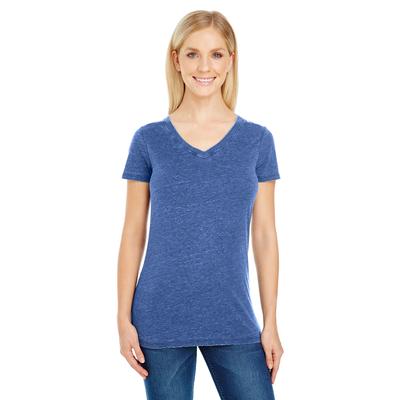 Threadfast Apparel 208B Women's Vintage Dye Short-Sleeve V-Neck T-Shirt in Navy Blue size Large | Ringspun Cotton