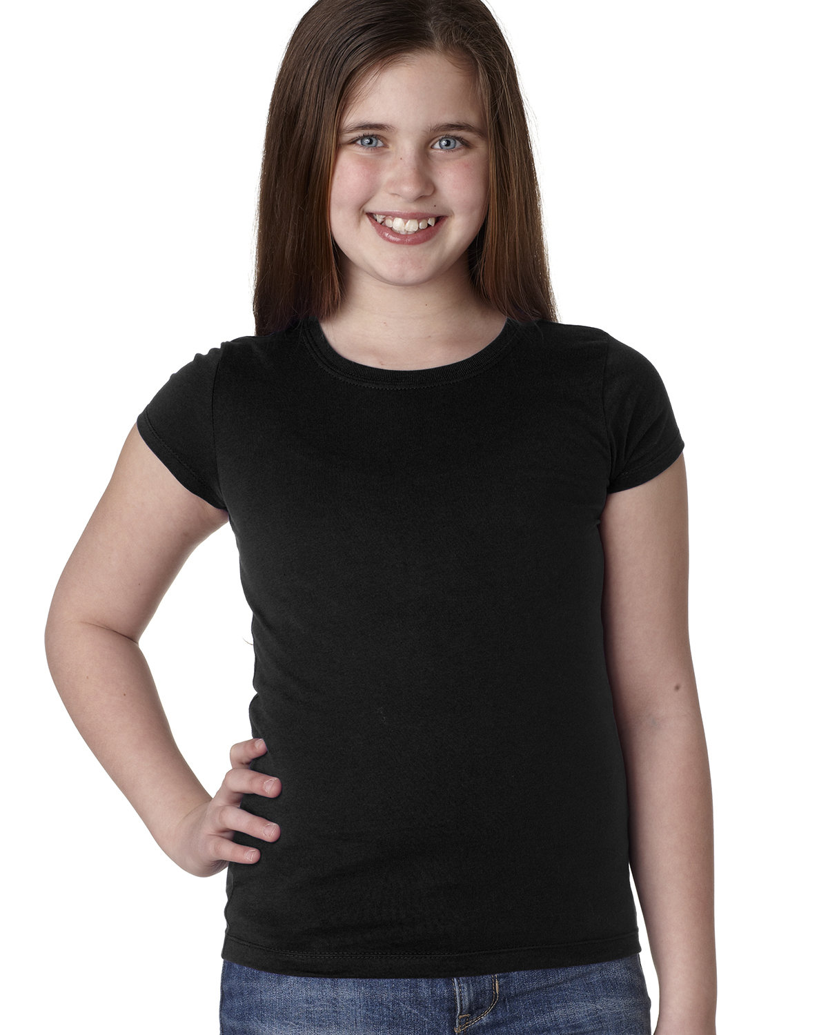 Next Level N3710 Girls’ Cotton Princess T-Shirt in Black size XL | combed ringspun cotton fine jersey 3710, NL3710
