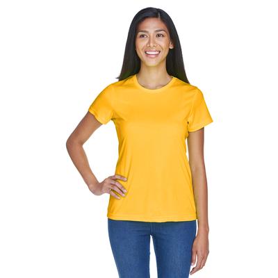 UltraClub 8420L Athletic Women's Cool & Dry Sport Performance Interlock T-Shirt in Gold size Small | Polyester