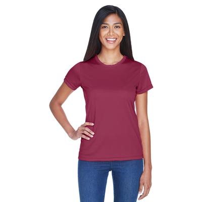 UltraClub 8420L Athletic Women's Cool & Dry Sport Performance Interlock T-Shirt in Maroon size XL | Polyester