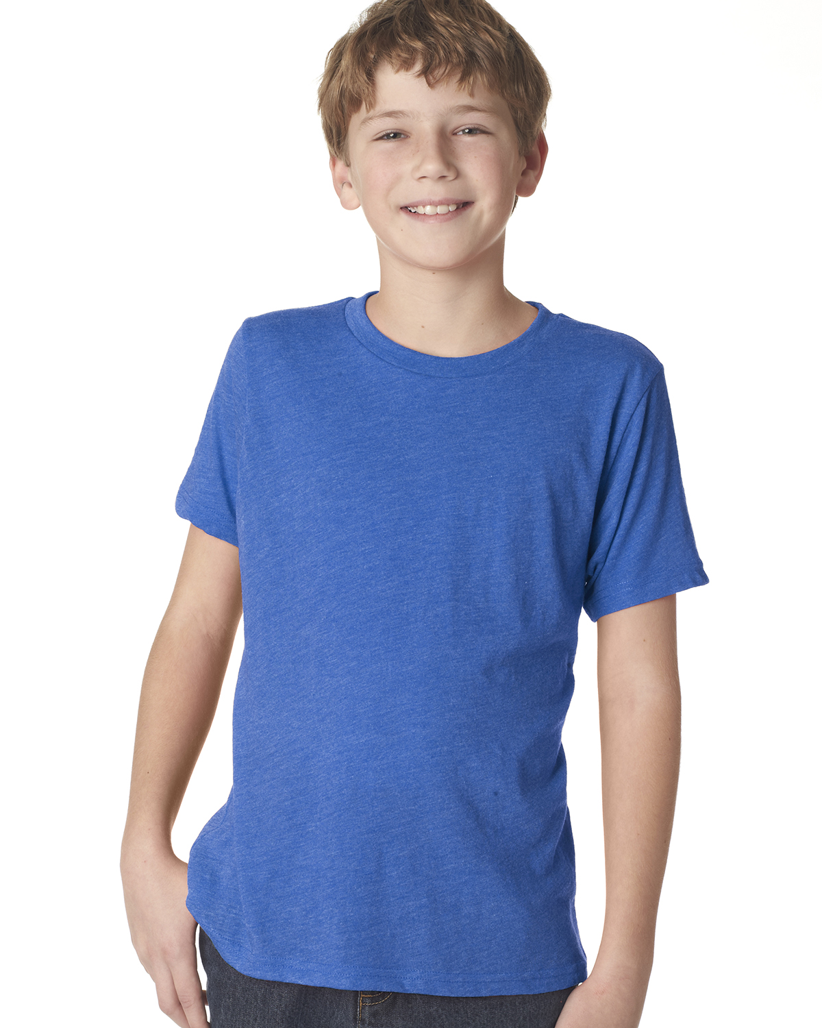 Next Level N6310 Youth Triblend T-Shirt in Vintage Royal Blue size Medium | 50% polyester, 25% airlume combed and ring-spun cotton, rayon NL6310, 6310