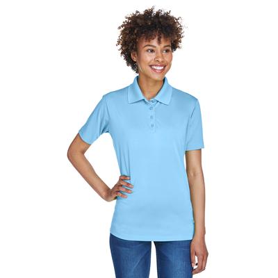 UltraClub 8610L Women's Cool & Dry 8-Star Performance Interlock Polo Shirt in Columbia Blue size Small | Polyester