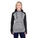 J America JA8618 Women's Colorblock Cosmic Hood T-Shirt in Charcoal Fleck/Black size XL | Polyester 8618,