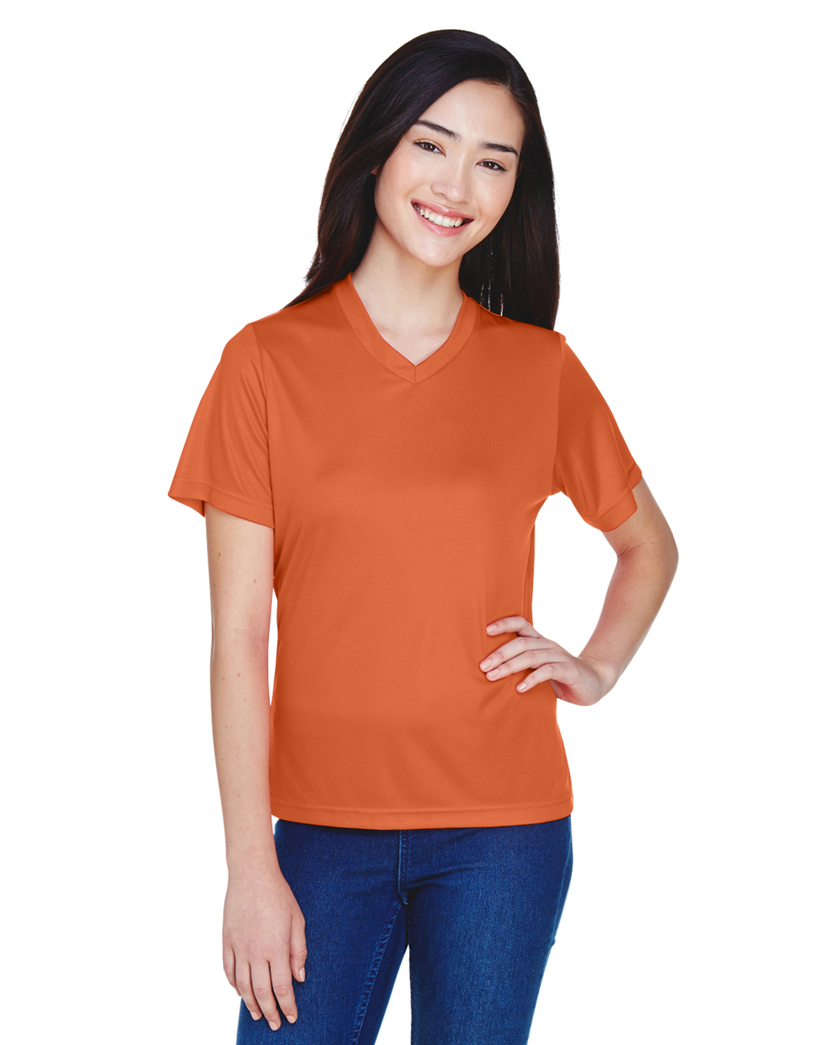 Team 365 TT11W Athletic Women's Zone Performance T-Shirt in Sport Burnt Orange size XS | Polyester