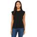 Bella + Canvas 8804 Women's Flowy Muscle T-Shirt With Rolled Cuffs in Black size Large | Polyester Blend B8804, BC8804