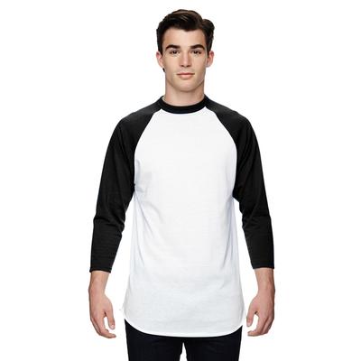 Augusta Sportswear AG4420 Athletic Baseball 3/4 Sleeve Top 2.0 in White/Black size 3XL | Cotton Polyester 4420