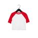 Bella + Canvas 3200T Toddler 3/4-Sleeve Baseball T-Shirt in White/Red size 5 | Cotton/Polyester Blend B3200T