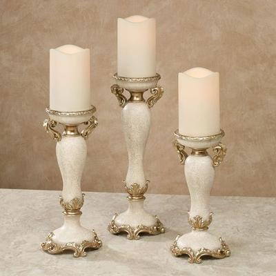Frona Candleholders Ivory/Gold Set of Three, Set o...