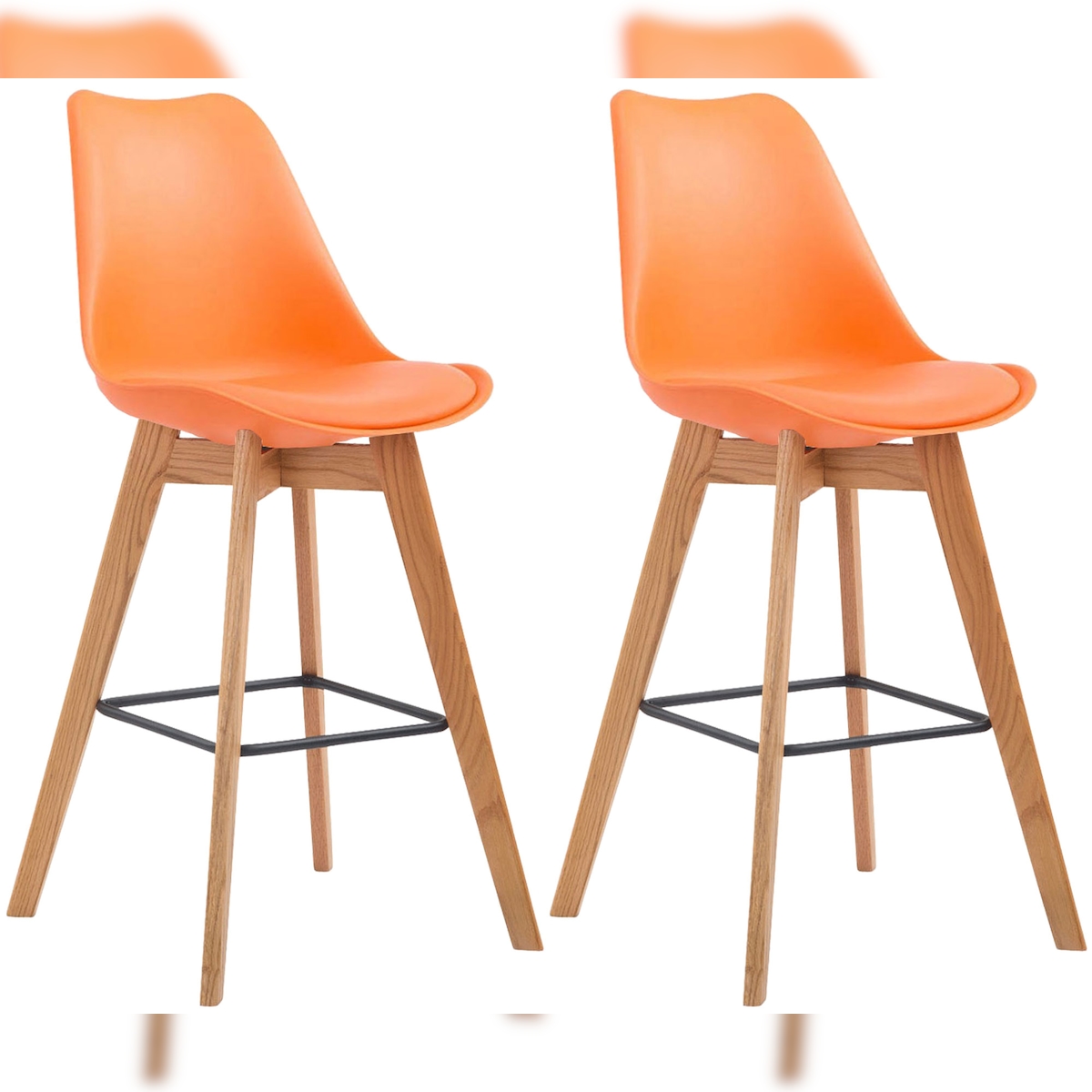 CLP 2er Set Barhocker Metz Kunststoff natura/orange Image