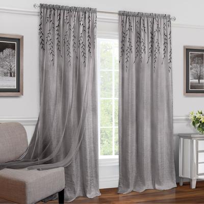 Wide Width Willow Rod Pocket Window Curtain Panel by Achim Home Décor in Grey (Size 42