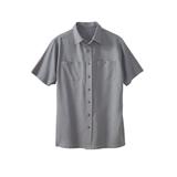 Men's Big & Tall Short-Sleeve Linen Shirt by KingSize in Gunmetal (Size 4XL)