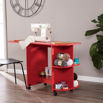 Expandable Rolling Sewing Table/Craft Station by SEI Furniture in Red