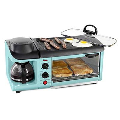 Nostalgia BST3AQ Retro 3-in-1 Family Size Electric Breakfast Station, Coffeemaker, Griddle, Toaster