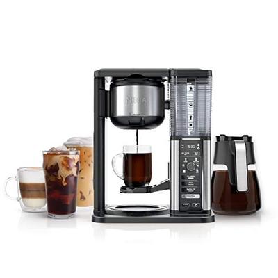 Ninja Specialty Fold-Away Frother (CM401) Coffee Maker, Single Serve to 10 Cup (50 oz.), Glass Caraf