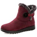 Vunavueya Womens Winter Warm Snow Boots Ladies Slip On Fur Lined Ankle Booties Outdoor Flat Walking Shoes Tibetan Red -B Size 5.5 UK_250