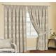 Virginia Curtain Pairs Jacquard Pencil Pleat With Tie Backs Separate Cushion (Beige, Width 66" x Length 72" 168cm x 183cm)