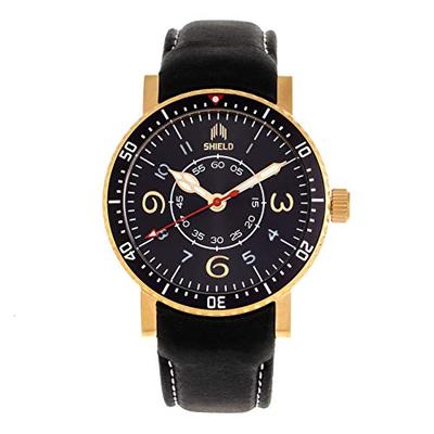 Shield Gilliam Quartz Black Genuine Leather Gold Men's Watch SLDSH100-3