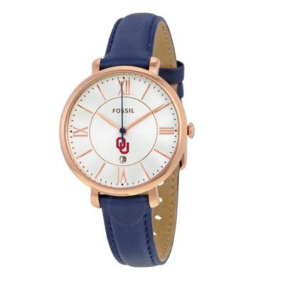 Oklahoma Sooners Fossil Women's Jacqueline Leather Watch