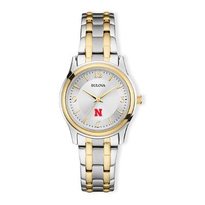 "Nebraska Cornhuskers Women's Silver/Gold Classic Two-Tone Round Watch"