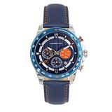 Morphic M88 Series Quartz Navy Genuine Leather Silver Chronograph Men's Watch with Date MPH8802 screenshot. Watches directory of Jewelry.