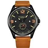Stuhrling Original Mens Leather Watch -Aviation Watch, Quick-Set Day-Date, Leather Band with Steel R screenshot. Watches directory of Jewelry.