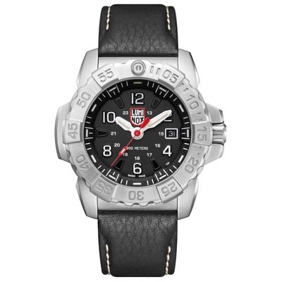Luminox Men's Navy Seal 3251 Stainless Black Leather Strap Watch - Black