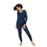 Leveret Womens 2 Piece Pajamas Top & Bottom 100% Cotton Black & Navy Plaid (Size Medium) screenshot. Pajamas directory of Lingerie.