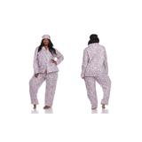 Women's White Mark Three-Piece Pajama Set - S to 4XL! (3XL) 16-18 Grey Cheetah screenshot. Pajamas directory of Lingerie.