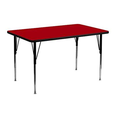 Flash Furniture 24''W x 48''L Rectangular Red Thermal Laminate Activity Table - Standard Height Adju