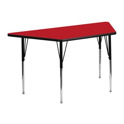 Flash Furniture 25''W x 45''L Trapezoid Red HP Laminate Activity Table - Standard Height Adjustable