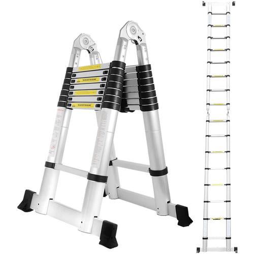 5M(2.5+2.5M) Teleskopleiter Aluminium Mehrzweckleiter Fingerklemmschutz Auszeihleiter Klappbar