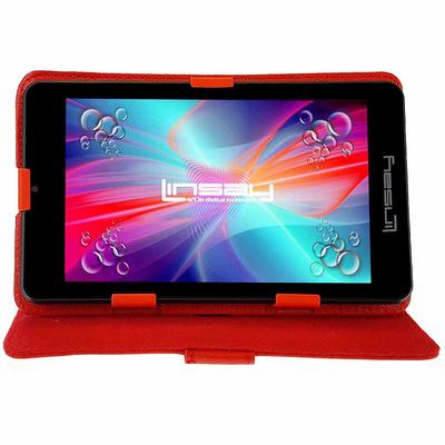 LINSAY HD Quad Core Android 6.0 Tablet with Leather Case, Red