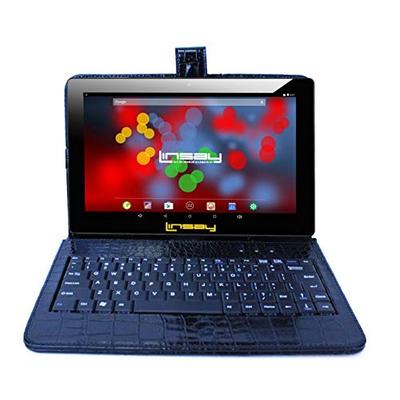 LINSAY 10.1" 1280x800 IPS Screen Quad Core Tablet 16GB with Black Crocodile Style Keyboard Case