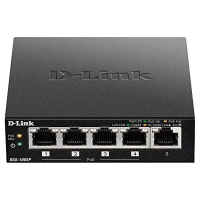 D-Link PoE Switch, 5 Port Ethernet Gigabit Unmanaged Desktop Switch with 4 PoE Ports 60W Budget (DGS