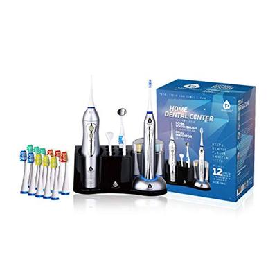 Pursonic S625 Rechargeable Sonic Toothbrush and Rechargeable Water Flosser with 12 Brush Heads