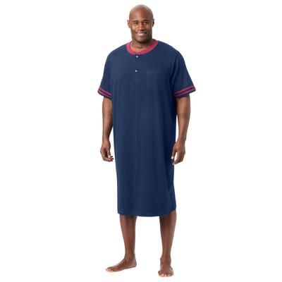 Men's Big & Tall Short-Sleeve Henley Nightshirt by KingSize in Navy (Size 4XL/5XL) Pajamas