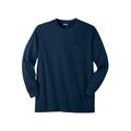 Men's Big & Tall Shrink-Less™ Lightweight Long-Sleeve Crewneck Pocket T-Shirt by KingSize in Navy (Size 6XL)