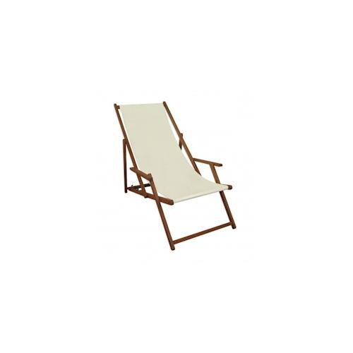 Liegestuhl weiß Gartenliege klappbare Sonnenliege Deckchair Strandstuhl Holz Gartenmöbel 10-303