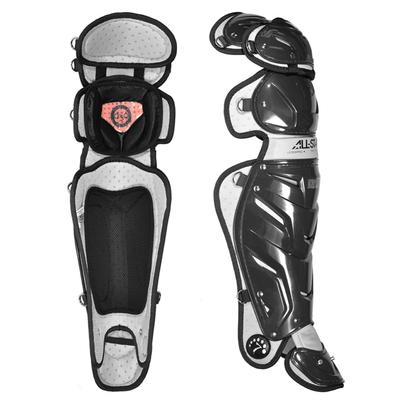 All Star System Seven Baseball Catcher's 16.5" Leg Guards Black/Silver