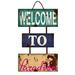 Bayou Breeze 'Welcome to Paradise' 3-Plaque Wall Decor in Blue/Brown/Pink | 8 H x 3.5 W in | Wayfair BBZE2814 40571885