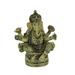 Bungalow Rose Lord Ganesha Sitting on Lotus Flower Lalitasana Figurine Resin in Gray/Green | 7 H x 5.5 W x 2.5 D in | Wayfair