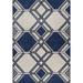 Blue/White 63 x 0.5 in Area Rug - Ebern Designs Dululu Ivory or Denim Geometric Diamond UV Treated Area Rug Polypropylene | 63 W x 0.5 D in | Wayfair