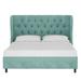 Etta Avenue™ Azariah Tufted Low Profile Platform Bed Upholstered/Velvet in Gray/Blue | 46 H x 44 W x 80 D in | Wayfair