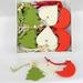 The Holiday Aisle® 14 Piece Heart/Moon/Tree Holiday Shaped Ornament Fabric in Green/Red | 0.18 H x 4 W x 3 D in | Wayfair