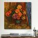 Vault W Artwork "Pitcher (Vase) of Flowers" by Pierre-Auguste Renoir Painting Print on Canvas in Brown/Red | 12 H x 12 W x 1.5 D in | Wayfair