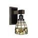 Millwood Pines Tacoma 1-Light Wall Sconce Tiffany Glass/Metal | 11.5 H x 7 W x 7.75 D in | Wayfair 0A78340AE3D04F57B477F13DF9C8D3B3