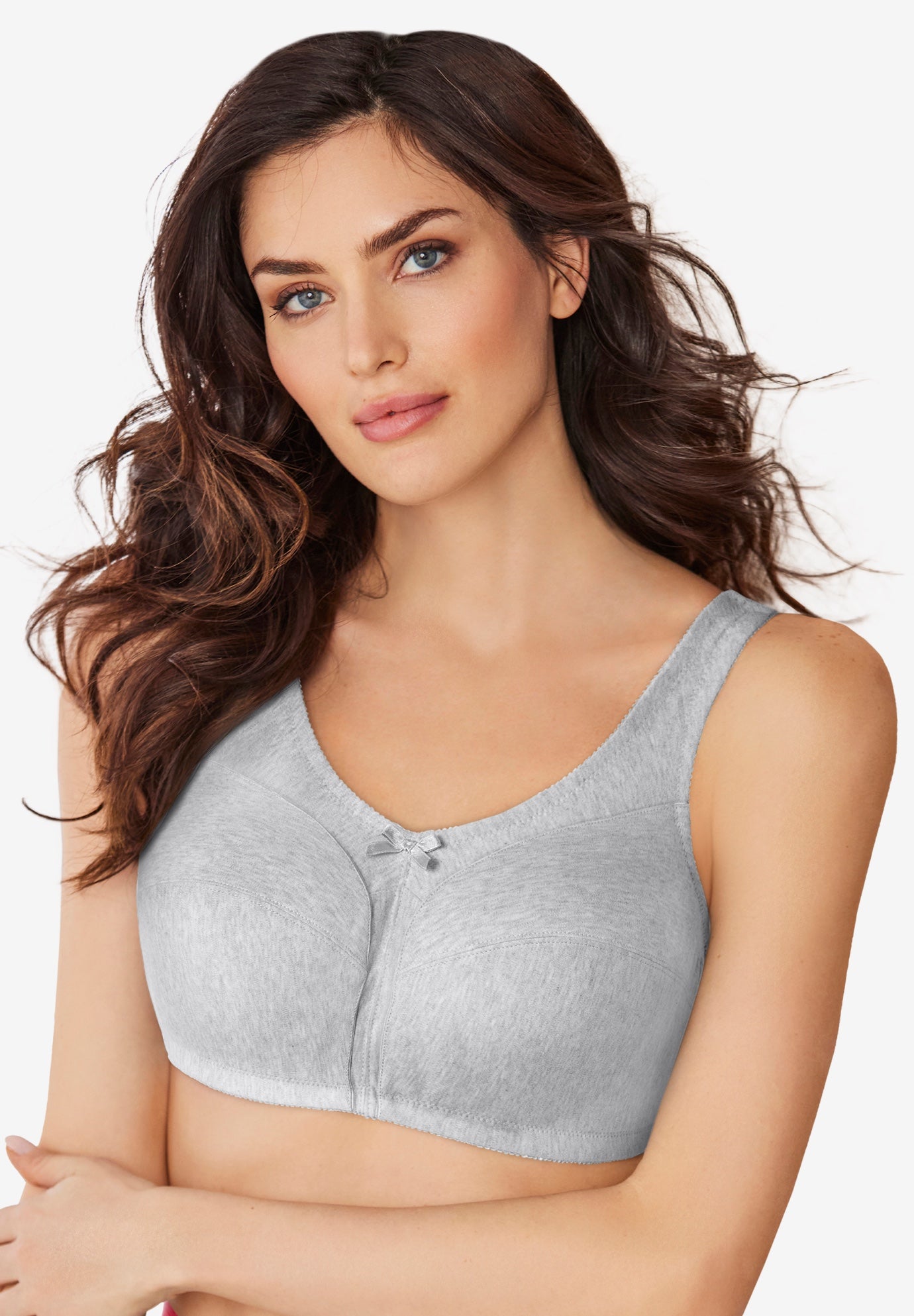 Plus Size Women's Cotton Back-Close Wireless Bra by Comfort Choice in Heather Grey (Size 40 B)
