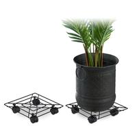 Support roulant pour plantes, 2, rond, intérieur et extérieur, freins, Plateau roulant, 28 cm,