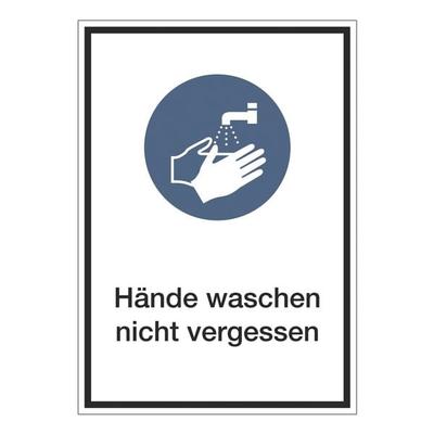 Marahrens Hinweisschild »Hände waschen nicht vergessen« 21 x 29,7 cm, 10 Stück blau, 21x29.7 cm Image