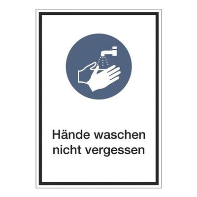 Aufkleber / Hinweisschild »Hände waschen nicht vergessen« 13 x 18,5 cm, 10 Stück blau, OTTO Office